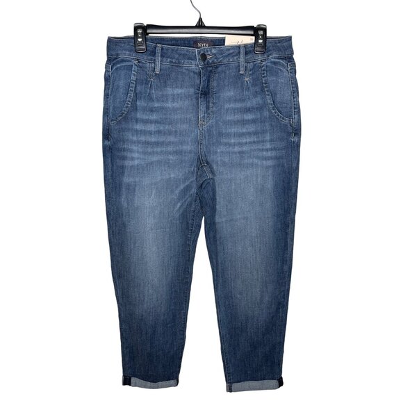 NYDJ Rockie Jeans Blue Carrot Leg Ankle Slimming Stretch Denim NWT Size 10 - Picture 1 of 14